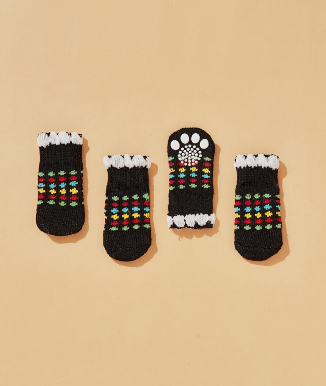 4pcs Knitted Pet Socks